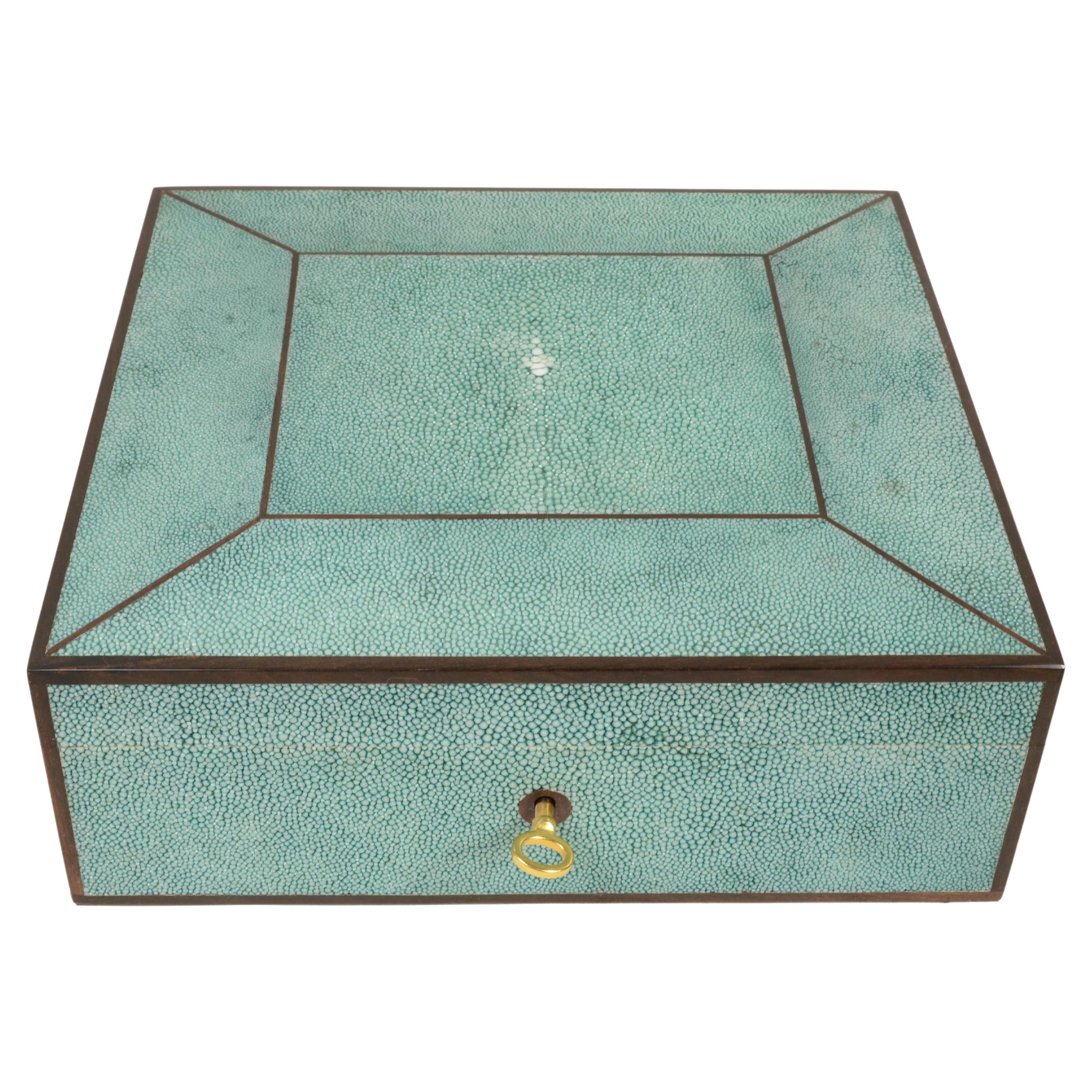 Precious cigar box set  galuchat-coated teak and ebony from 1970s