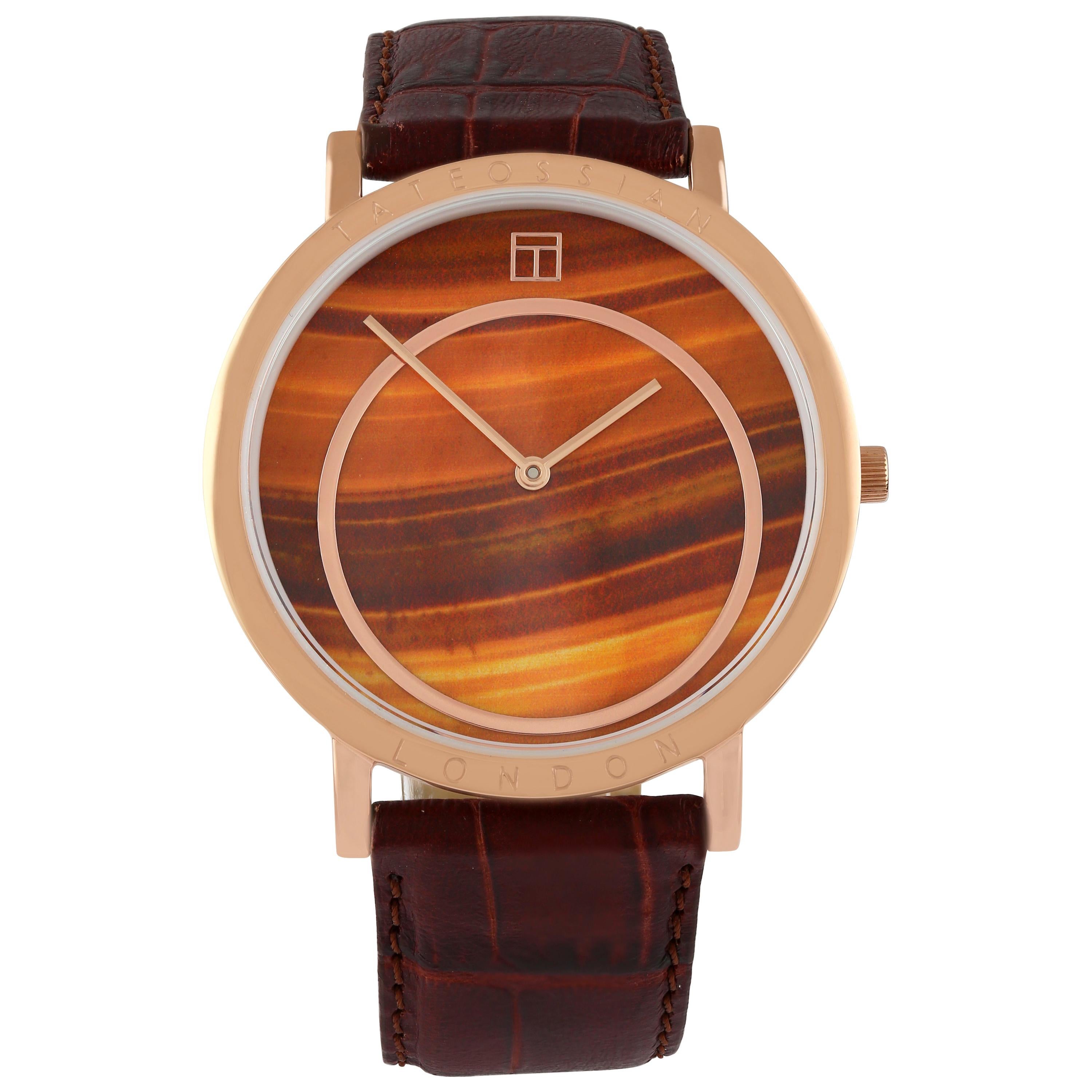 Prezioso Rose Gold IP and Tiger Eye Watch
