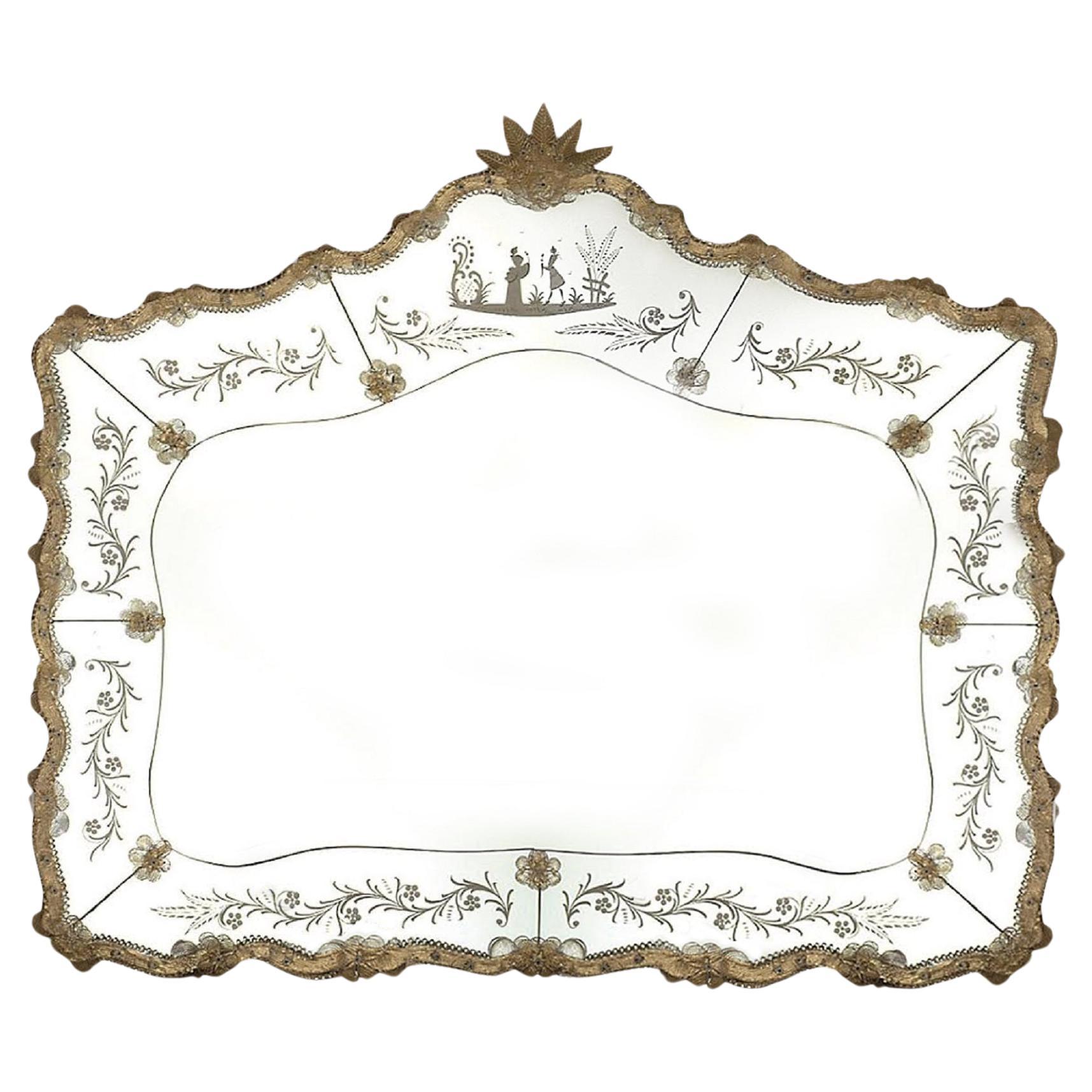 "Priamo" Specchio Veneziano in Vetro di Murano dei Fratelli Tosi in vendita