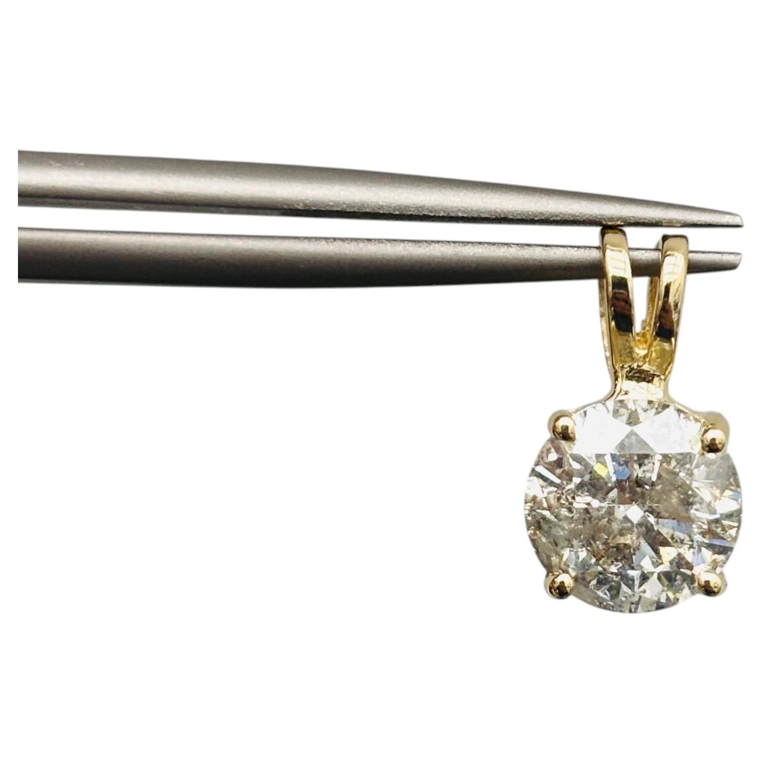 PRICED WHOLESALE, 2.30 Cts Natural Round Diamond Pendant in 14K Yellow Gold