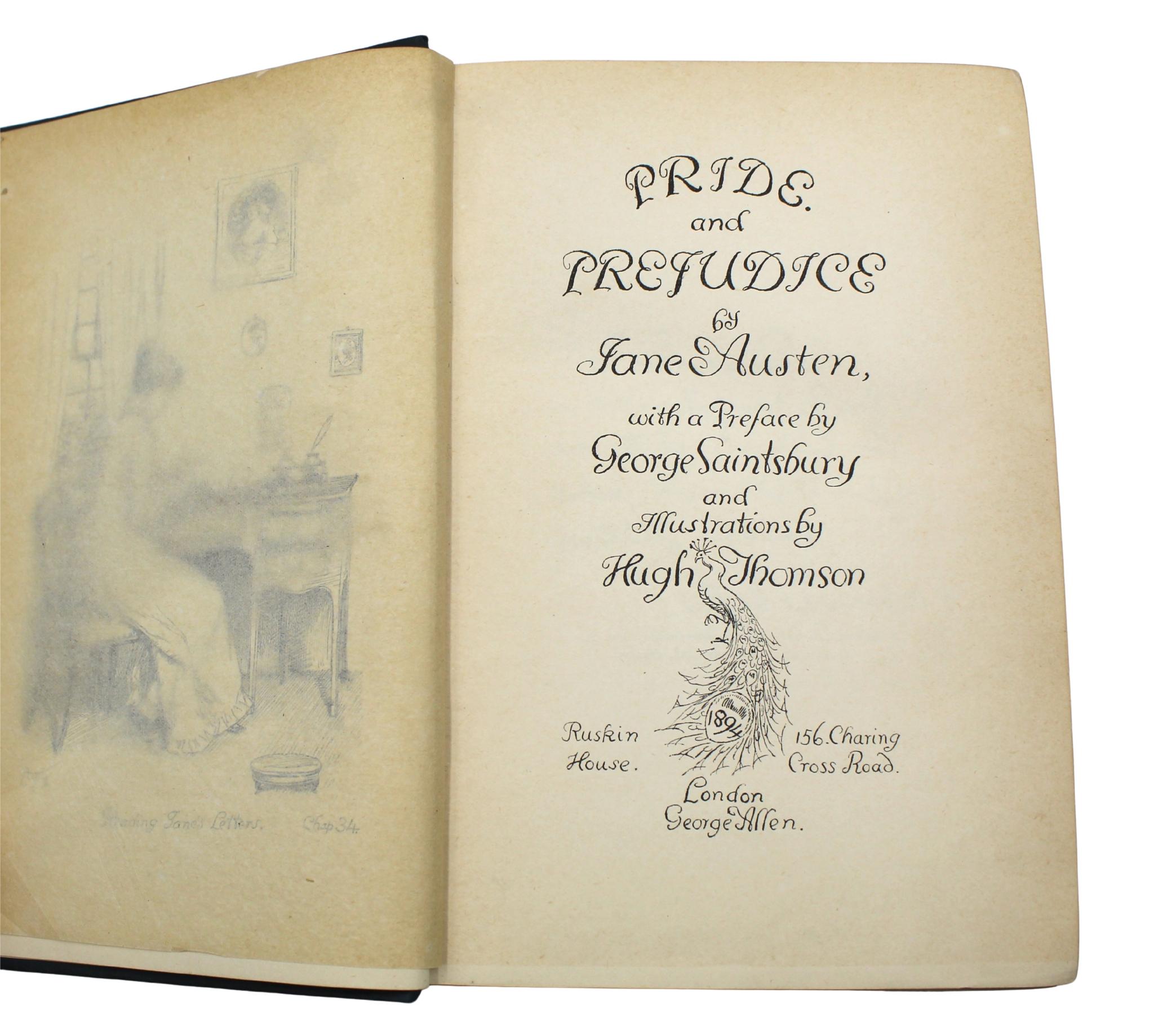 Pride and Prejudice by Jane Austen, Illustrated by Hugh Thomson, Peacock Edition In Good Condition In Colorado Springs, CO