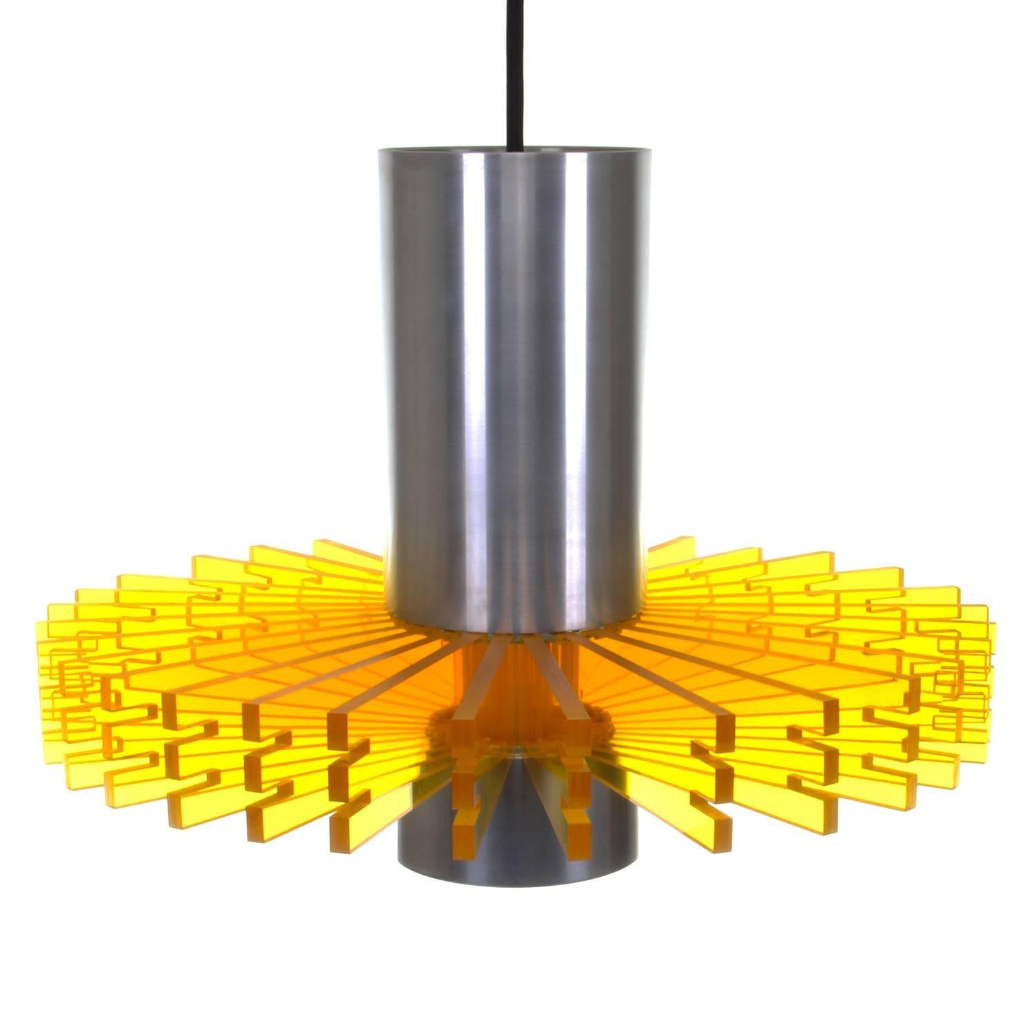 Polished Priest Collar, 'Symfoni' 'Yellow' Pendant Light by Claus Bolby, 1967