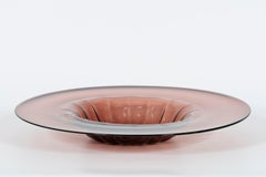 Priest's Hat Shaped Serving Plate in Amethyst Blown Murano Glass Italy 1980s