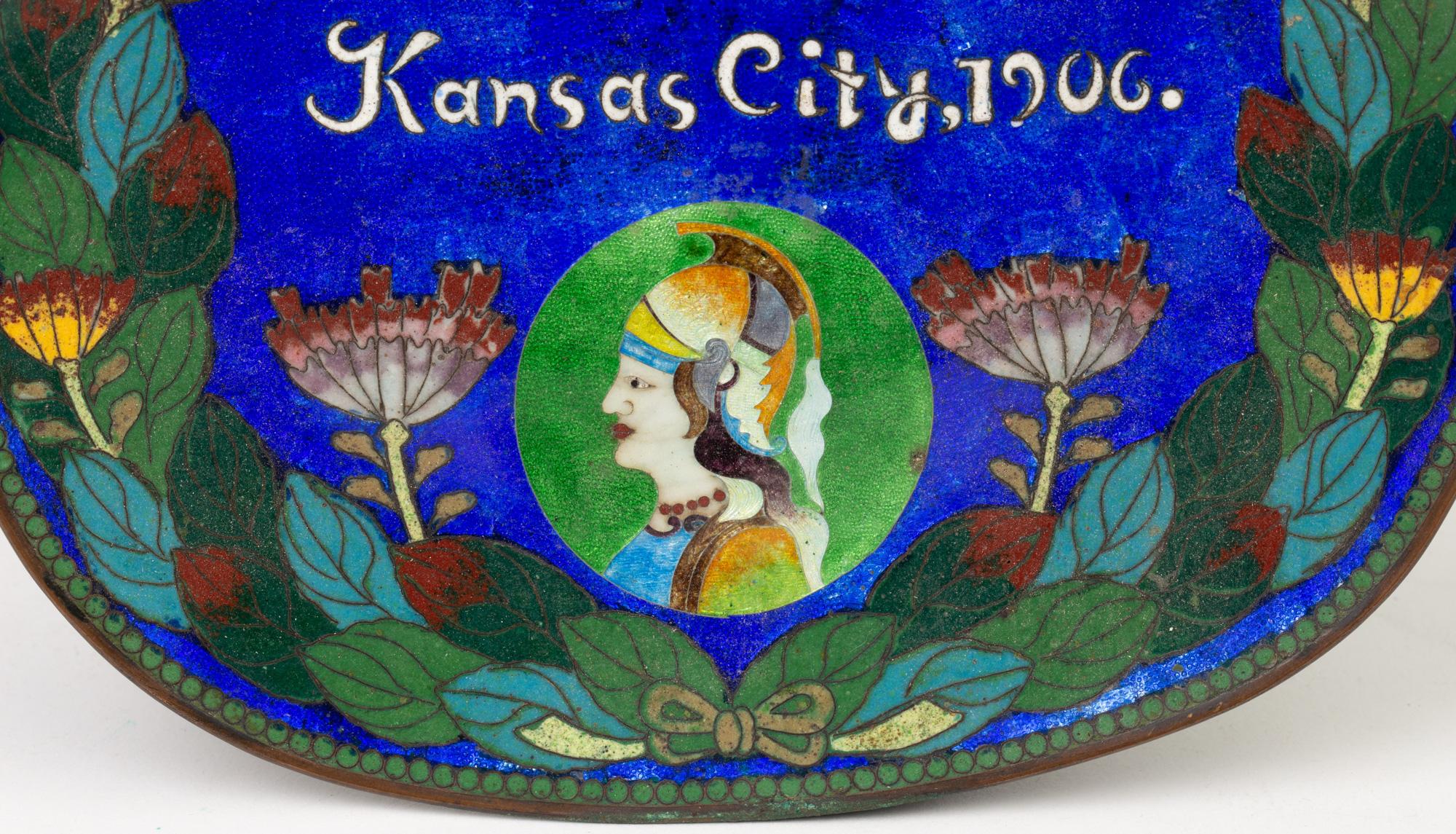 Priests of Pallas Festival Kansas City Chinese Cloisonné Card Tray, 1906 In Good Condition For Sale In Bishop's Stortford, Hertfordshire