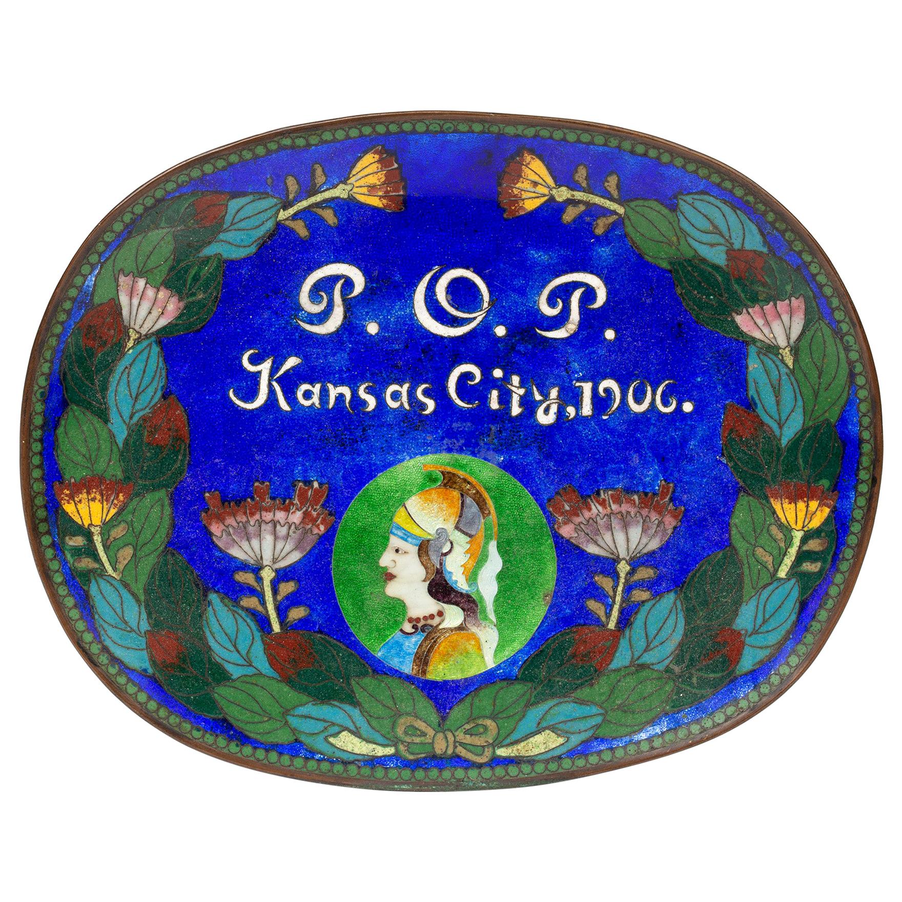 Priests of Pallas Festival Kansas City Chinese Cloisonné Card Tray, 1906 For Sale