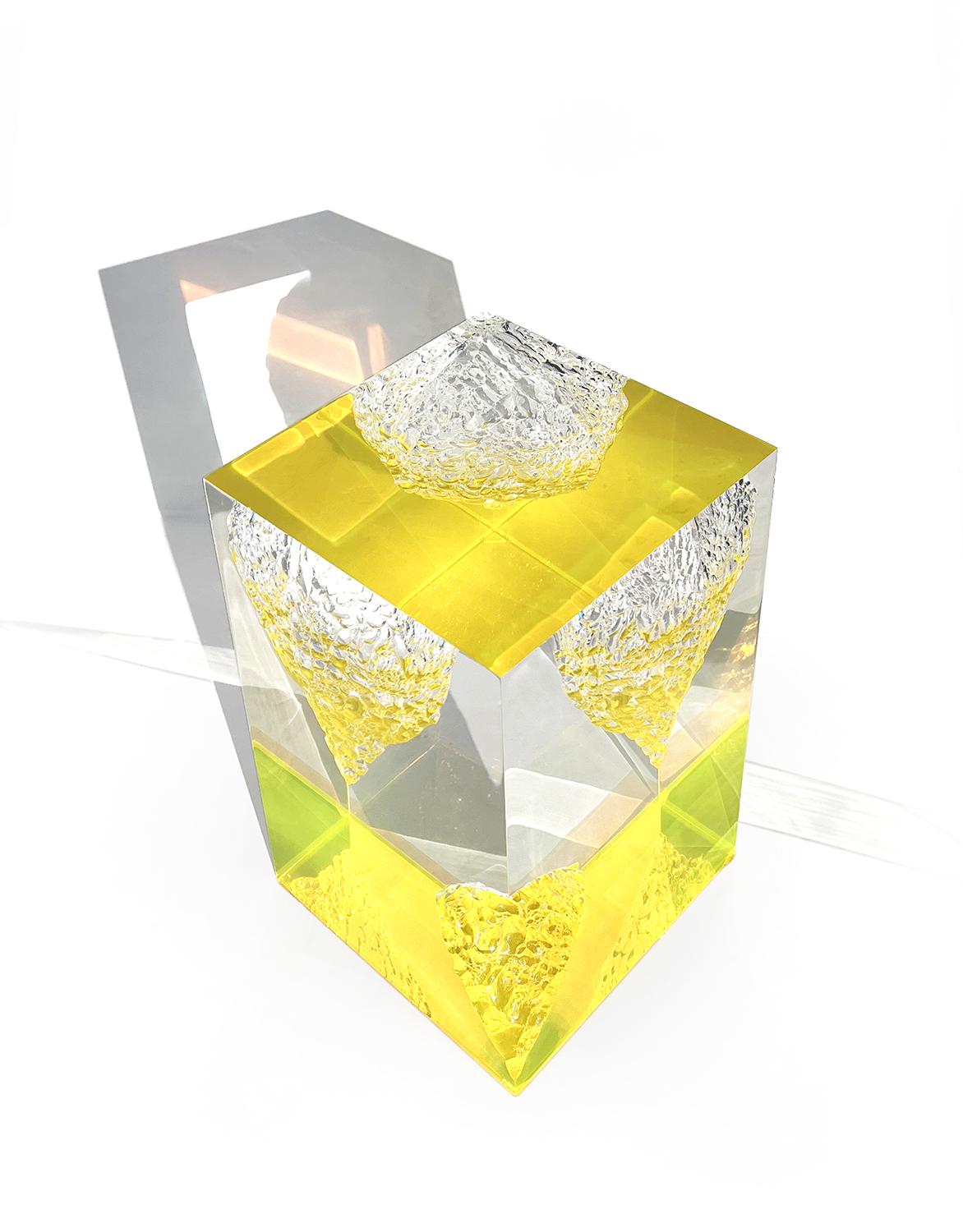 21st Century Sculptural Plexiglass Yellow Coffee Table 