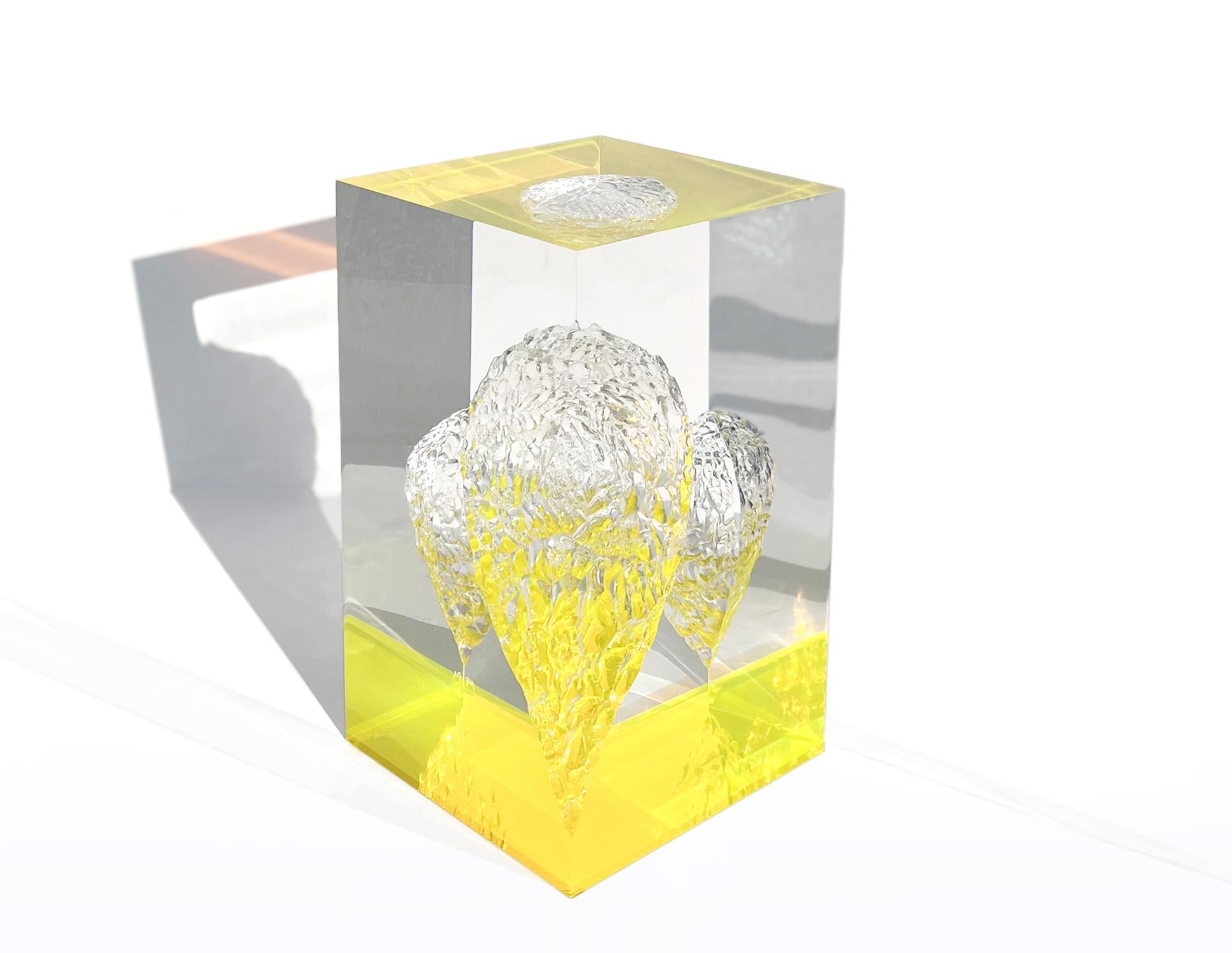 Italian 21st Century Sculptural Plexiglass Yellow Coffee Table 