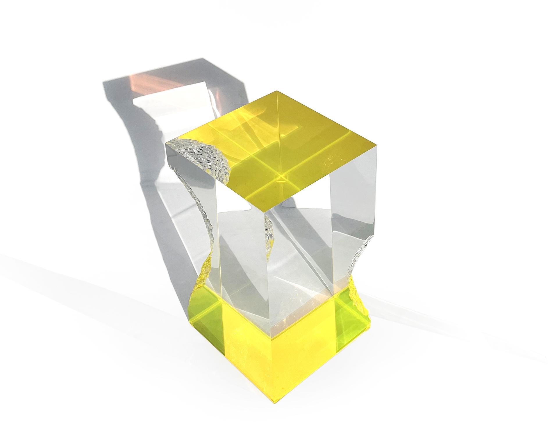 Contemporary 21st Century Sculptural Plexiglass Yellow Coffee Table 