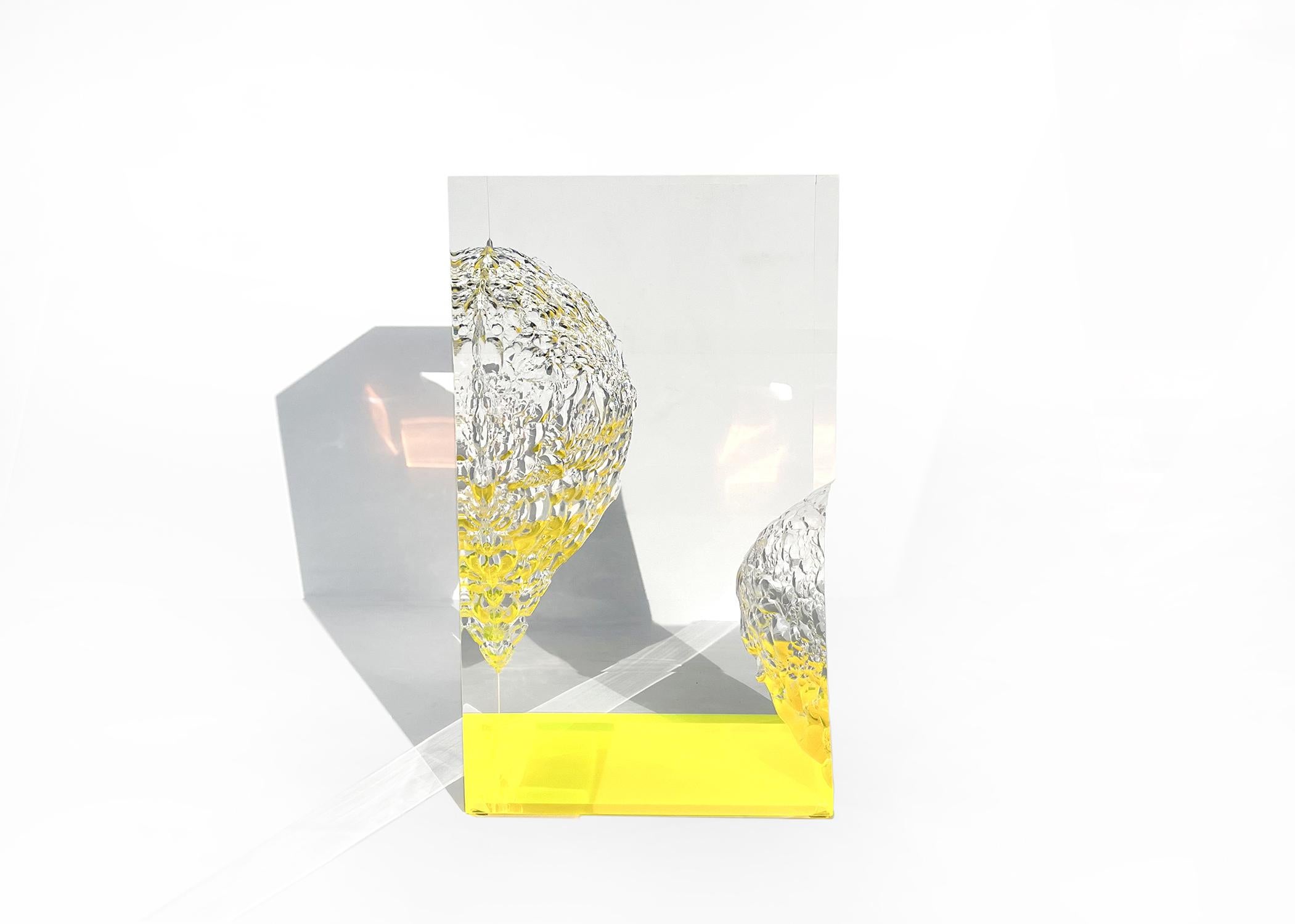 21st Century Sculptural Plexiglass Yellow Coffee Table 