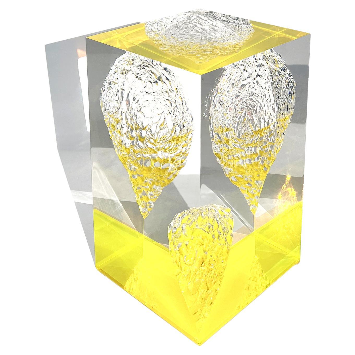 21st Century Sculptural Plexiglass Yellow Coffee Table "Prima Materia"