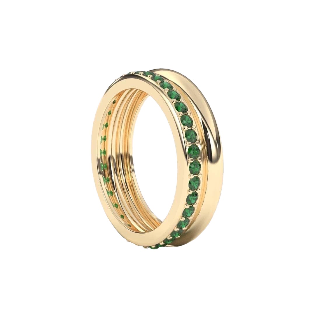 Prima Gelbgold Smaragd Eternity Ring - Elegantes Smaragdband Handgefertigt von Ks im Angebot