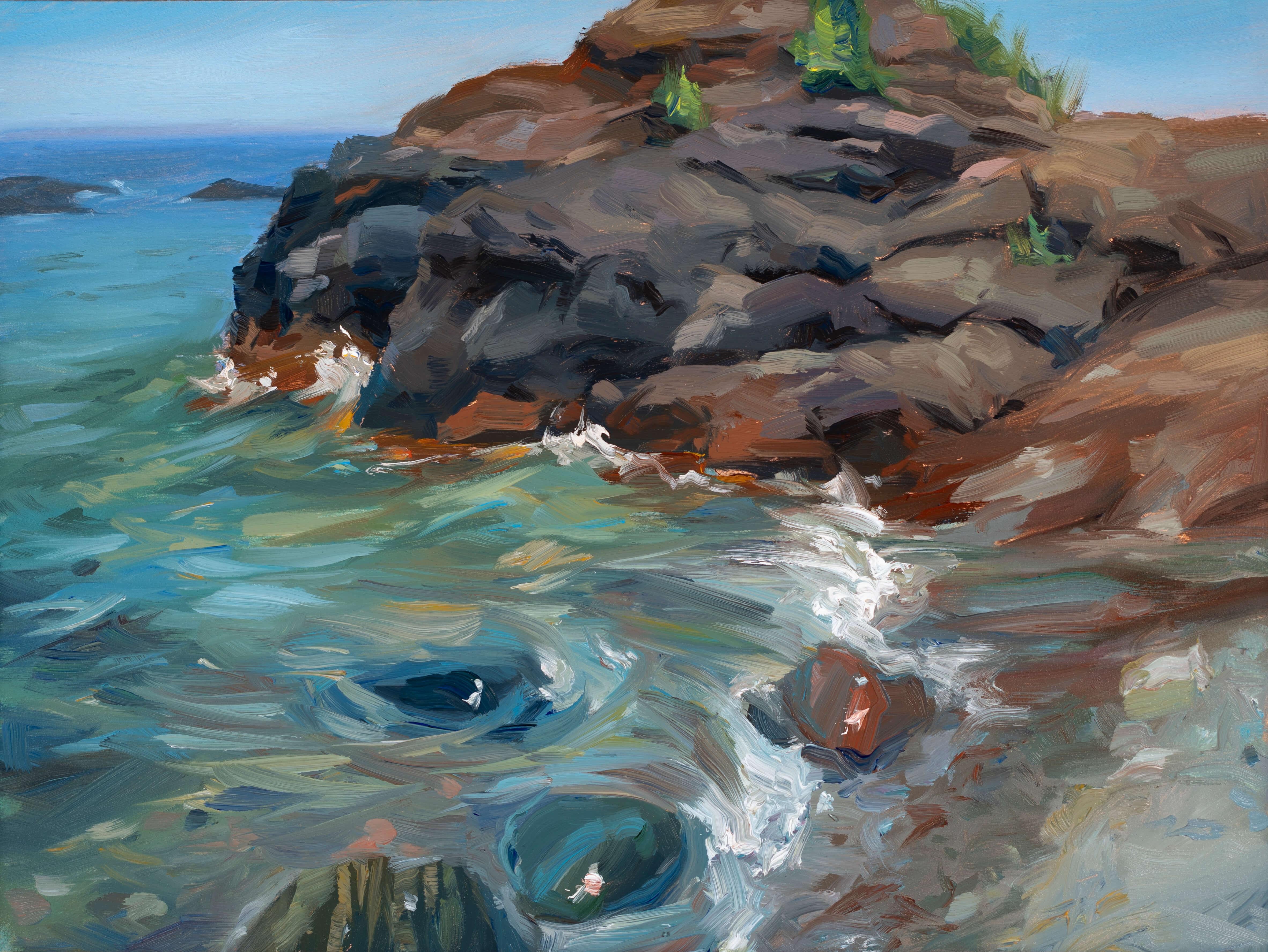 Landscape Painting di Primary Hughes - Presque Isle (Giorno 83) 7 giugno 2022, Pittura a olio originale