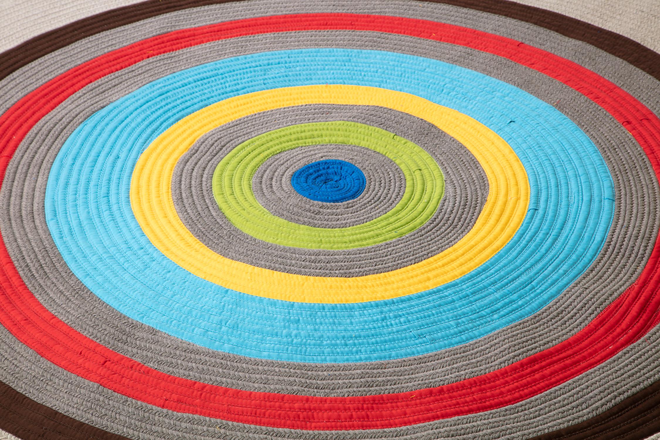 Modern Primary Rings Acrylic Rug For Sale