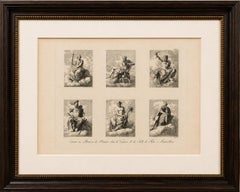 Gravure de Baltard représentant les figures allégoriques de Primaticcio, Fontainebleau, 1803