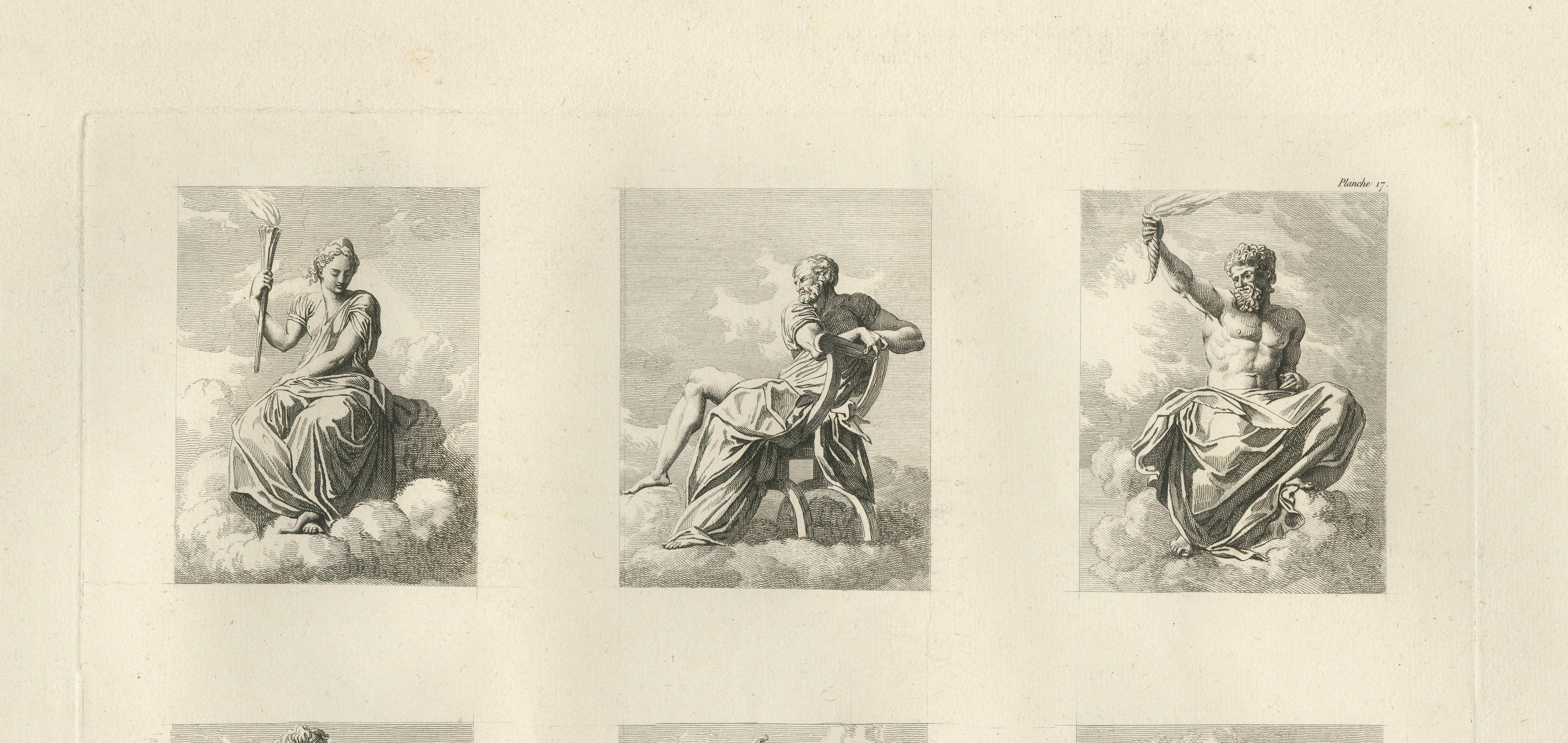 Primaticcio Allegorical Figures Engraving by Baltard, Fontainebleau, 1803