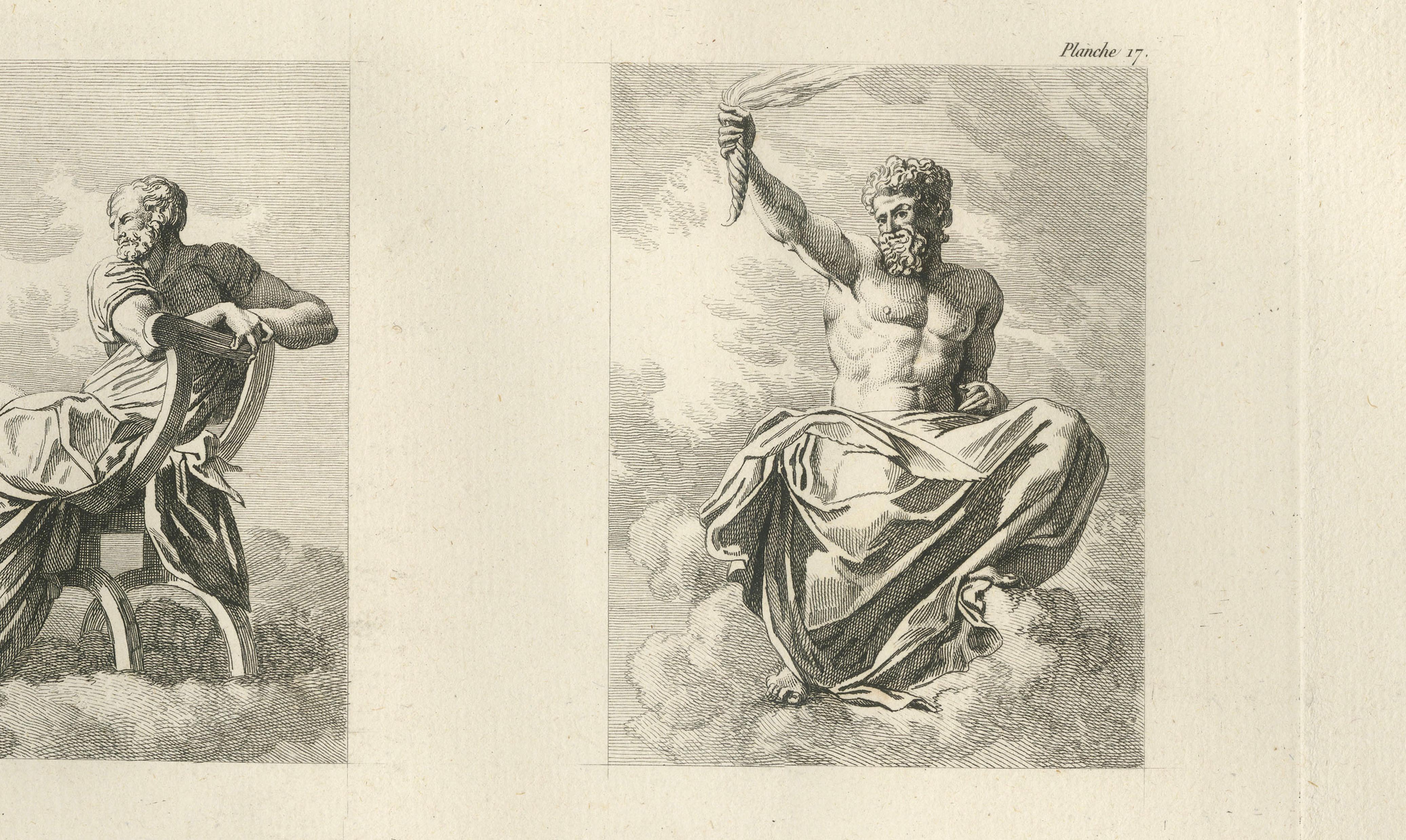 Primaticcio Allegorical Figures Engraving by Baltard, Fontainebleau, 1803
