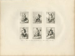 Gravure de Baltard représentant les figures allégoriques de Primaticcio, Fontainebleau, 1803