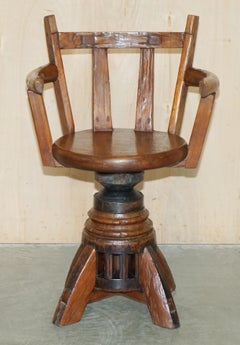 Primative Antique circa 1760 Carthorse Wheel Remade into a Captains Swivel Chair