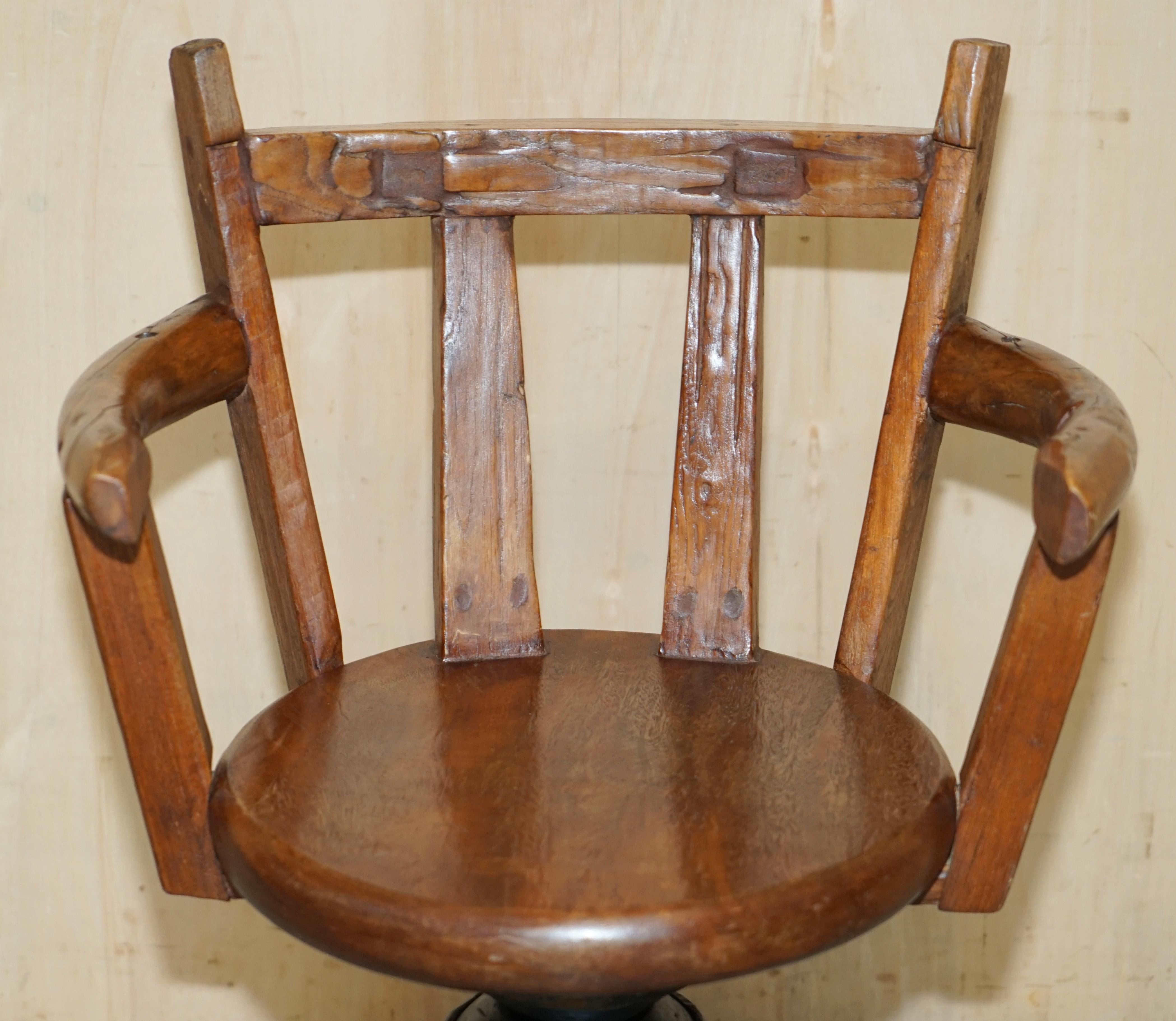 George II Primative Antique circa 1760 Carthorse Wheel Remade into a Captains Swivel Chair For Sale