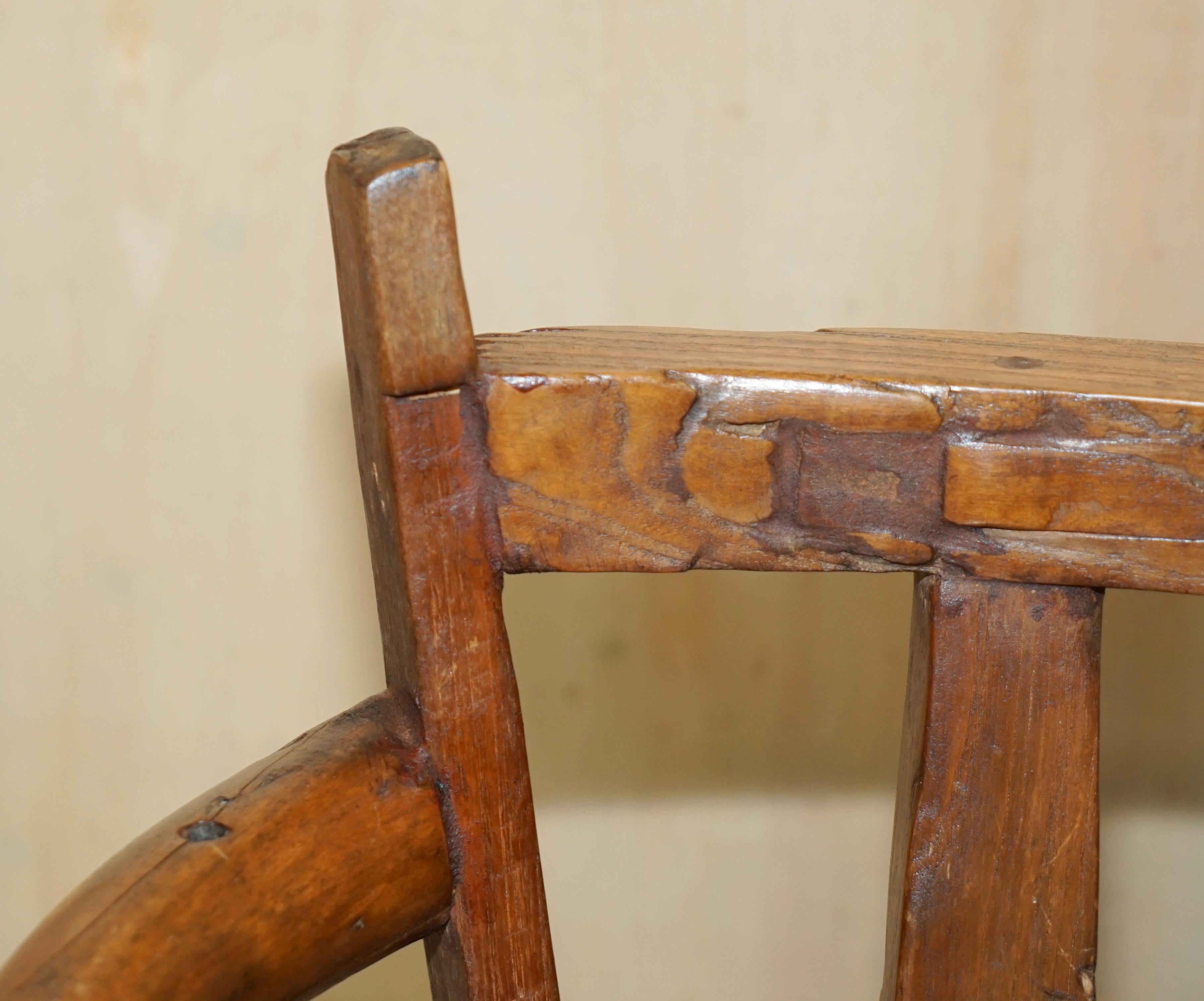 English Primative Antique circa 1760 Carthorse Wheel Remade into a Captains Swivel Chair For Sale