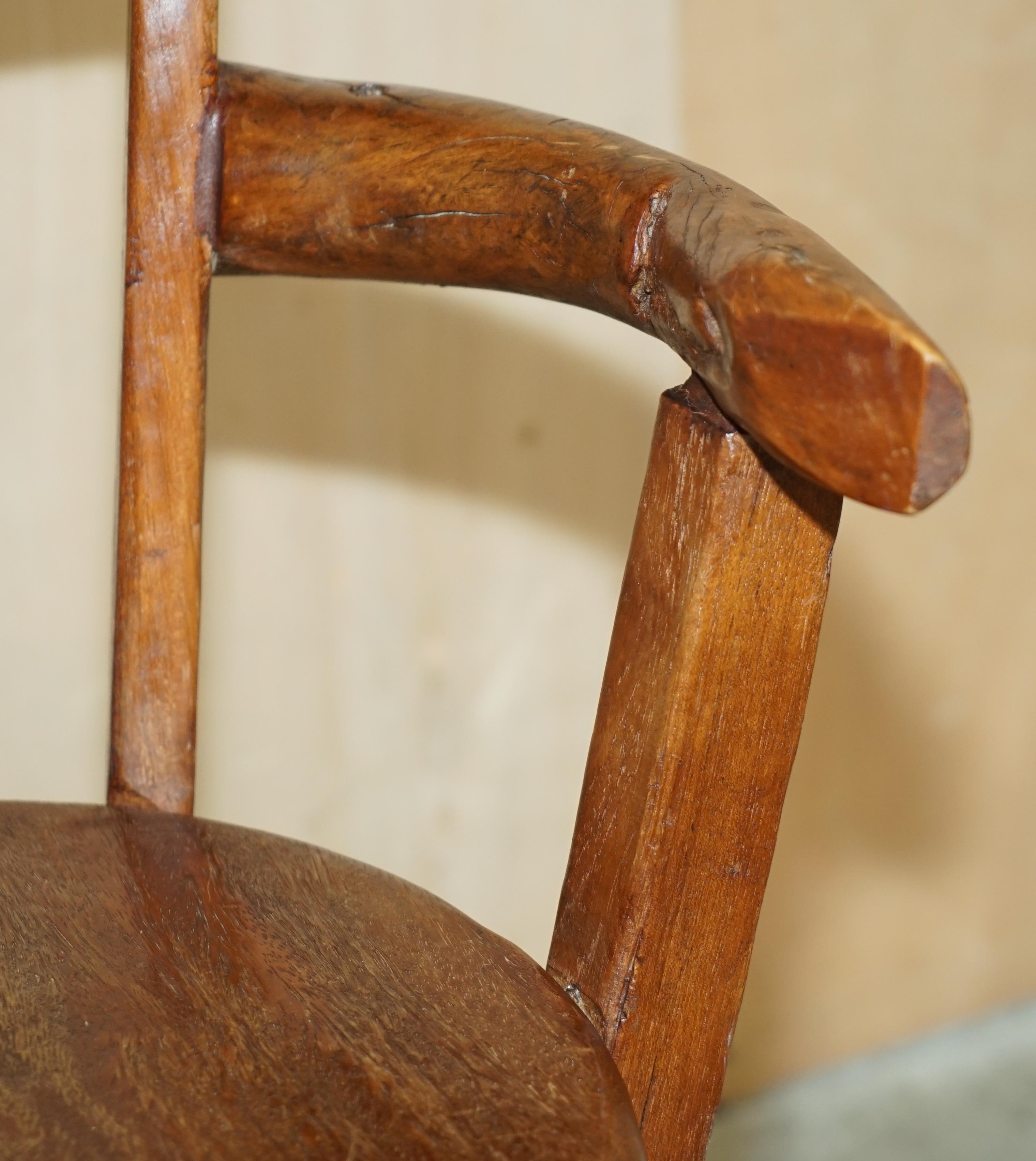 Primative Antique circa 1760 Carthorse Wheel Remade into a Captains Swivel Chair For Sale 1