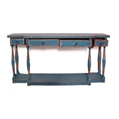 Primative Blue Wooden Hall Table