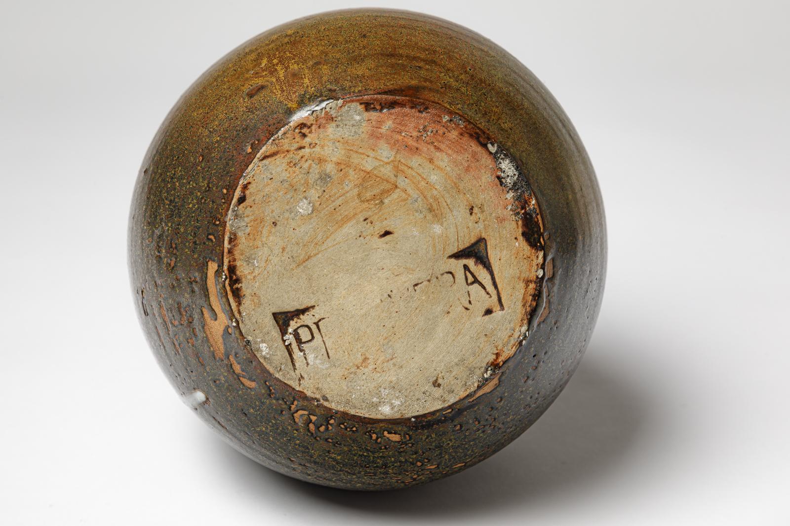 Ceramica Primavera Vaso in ceramica art déco marrone e bianco del XX secolo, circa 1930 in vendita