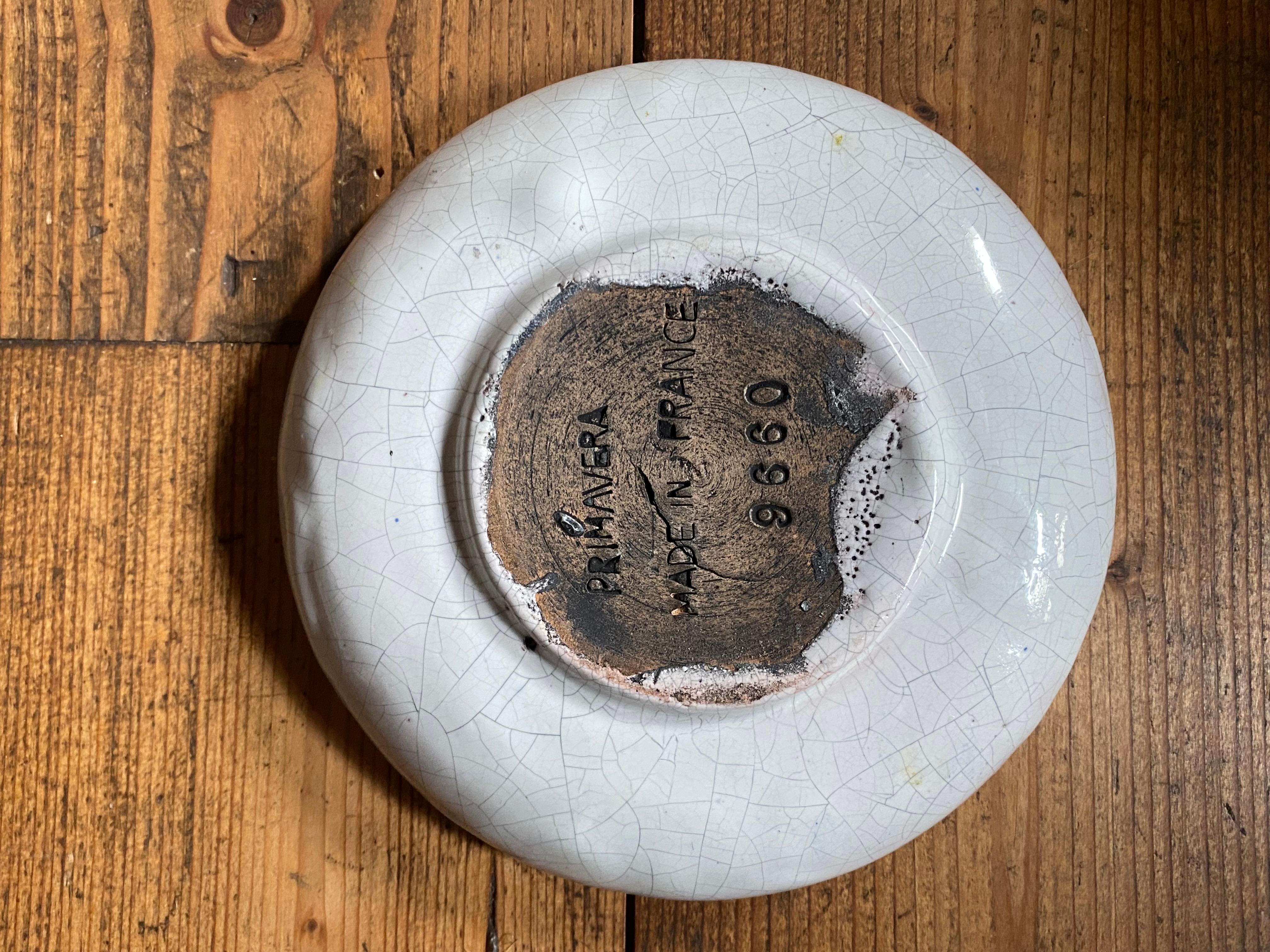 Primavera 20. Jahrhundert art deco weiß und schwarz Keramik Teller oder vide poche 1930 im Angebot 5