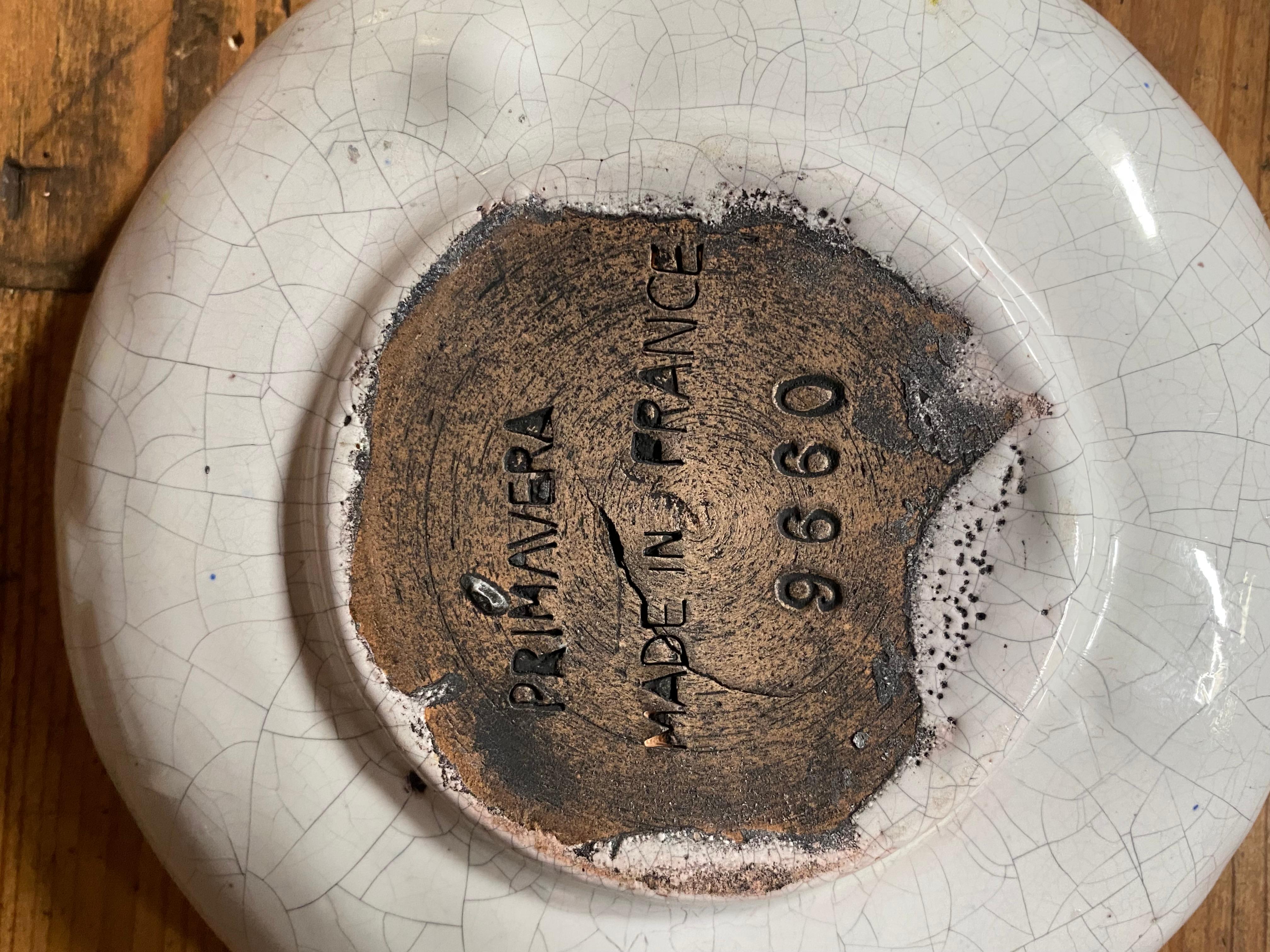 Primavera 20. Jahrhundert art deco weiß und schwarz Keramik Teller oder vide poche 1930 im Angebot 6