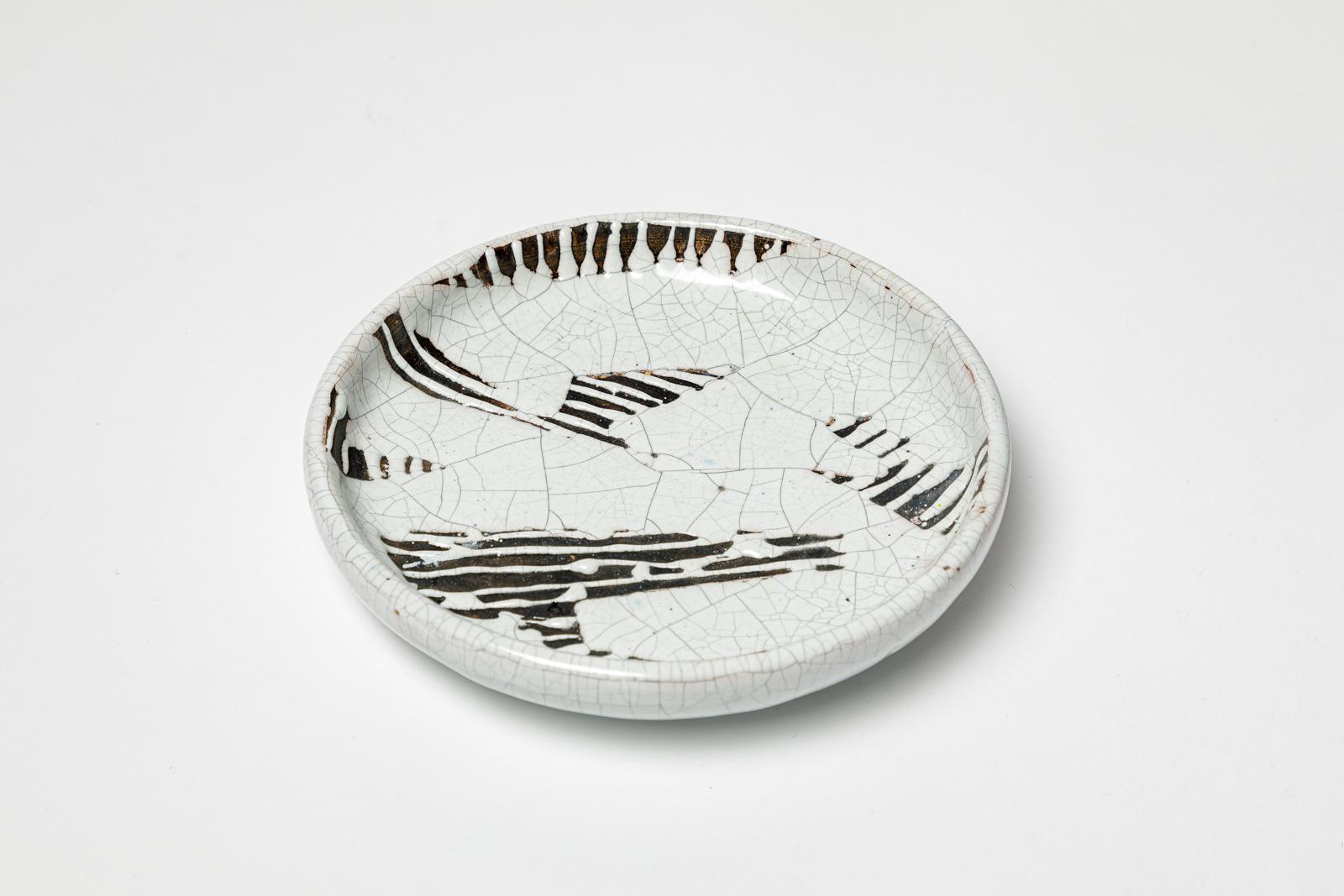 Primavera 20. Jahrhundert art deco weiß und schwarz Keramik Teller oder vide poche 1930 (Französisch) im Angebot