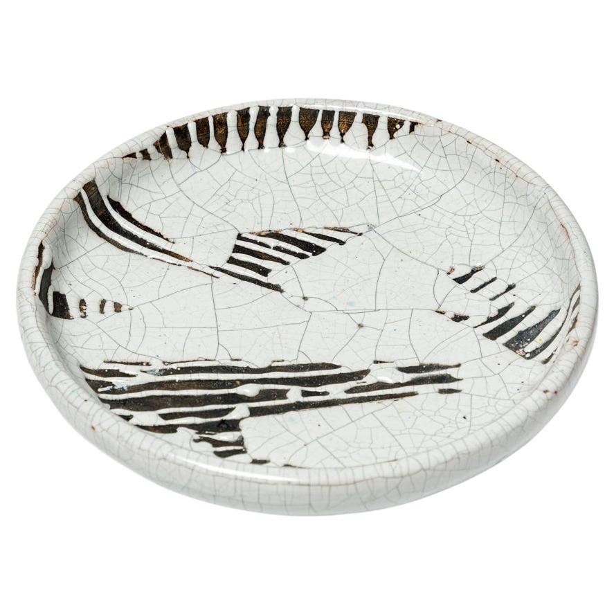 Primavera 20. Jahrhundert art deco weiß und schwarz Keramik Teller oder vide poche 1930