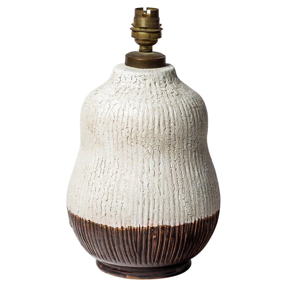 Primavera Art Deco 1930 White and Brown Ceramic Table Lamp Lighting Design