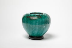 Primavera black and greeen art deco ceramic vase 19 cm circa 1940