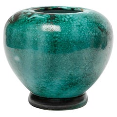 Primavera black and greeen art deco ceramic vase 19 cm circa 1940