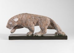 Primavera & C.A.B., Sculpture d'un tigre à rayures, France, années 1930