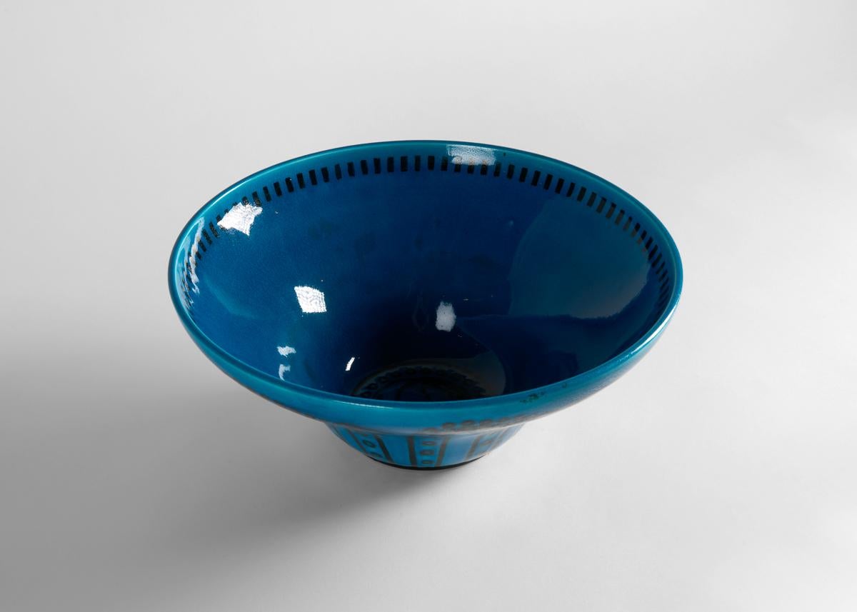 Smaltato Primavera & Faiencerie de Longwy, Grande ciotola blu, Francia, Circa 1922 in vendita