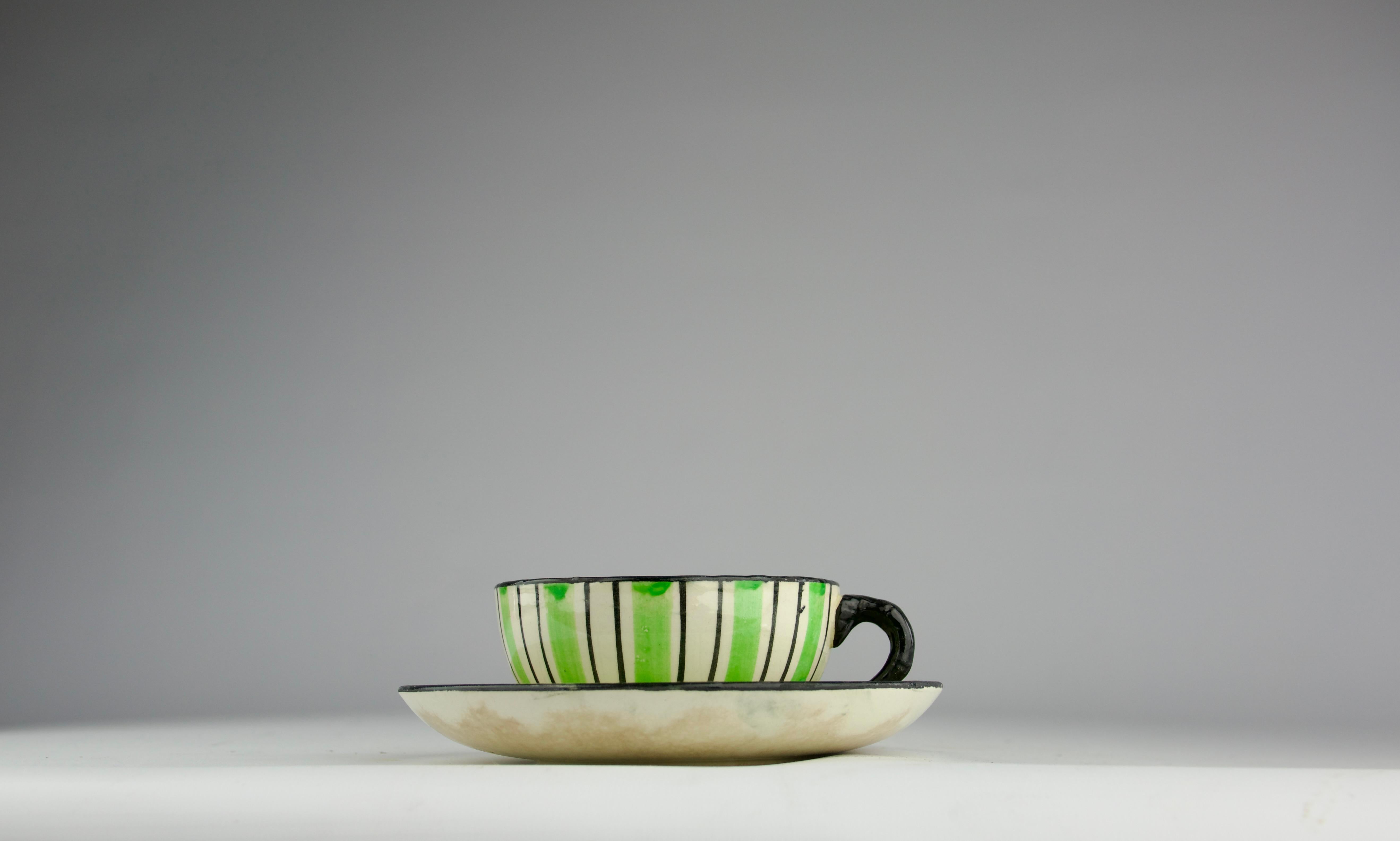 Primavera für Creil-Montereau, Tee-/Kaffee- Pyjama-Service, Französisch Art Deco 1930 (Keramik) im Angebot
