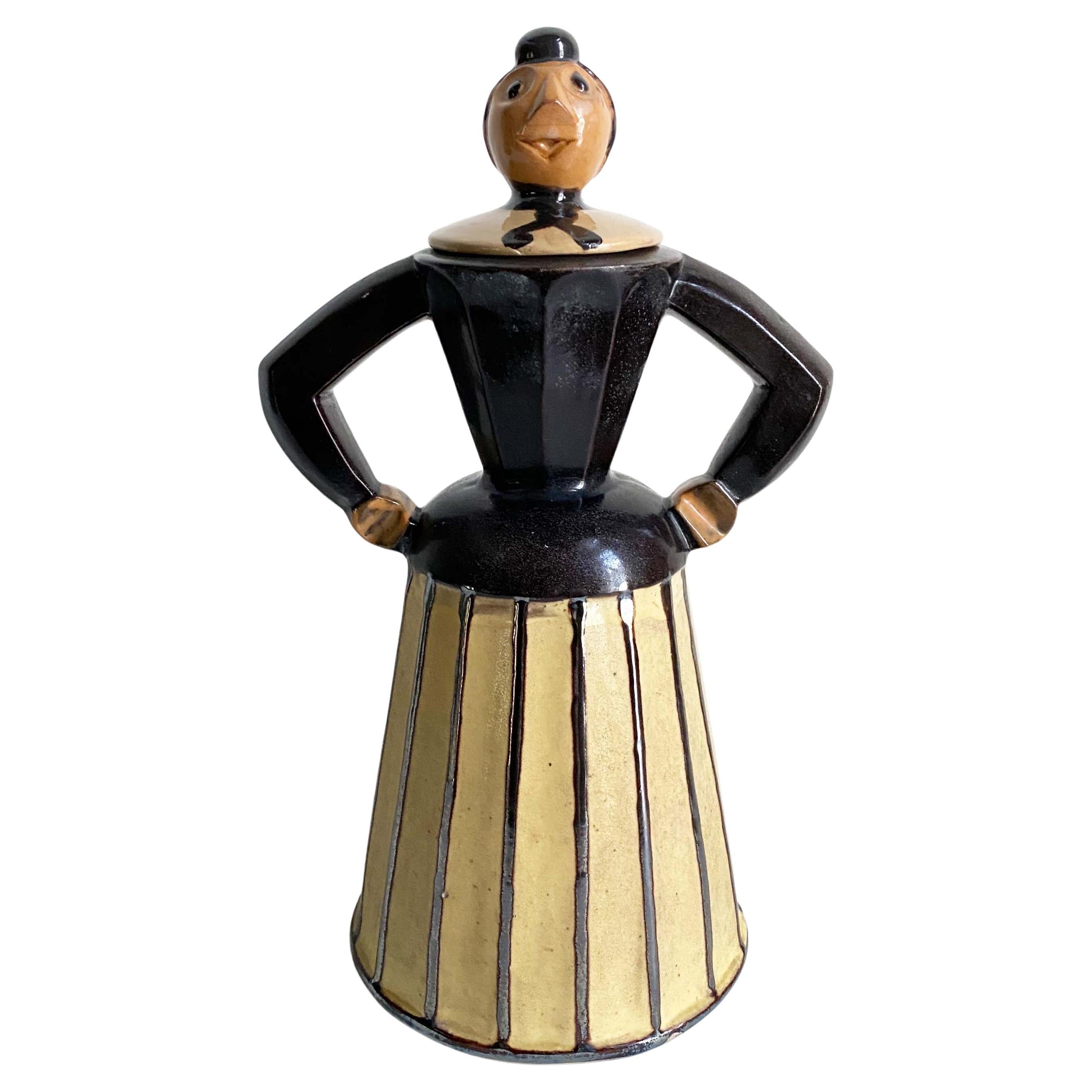 Primavera French Art Deco Figural Jar or Bottle Attributed to Colette Gueden For Sale