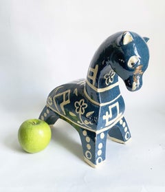 Cheval en céramique décorée Primavera Attribué à Colette Gueden Art Déco