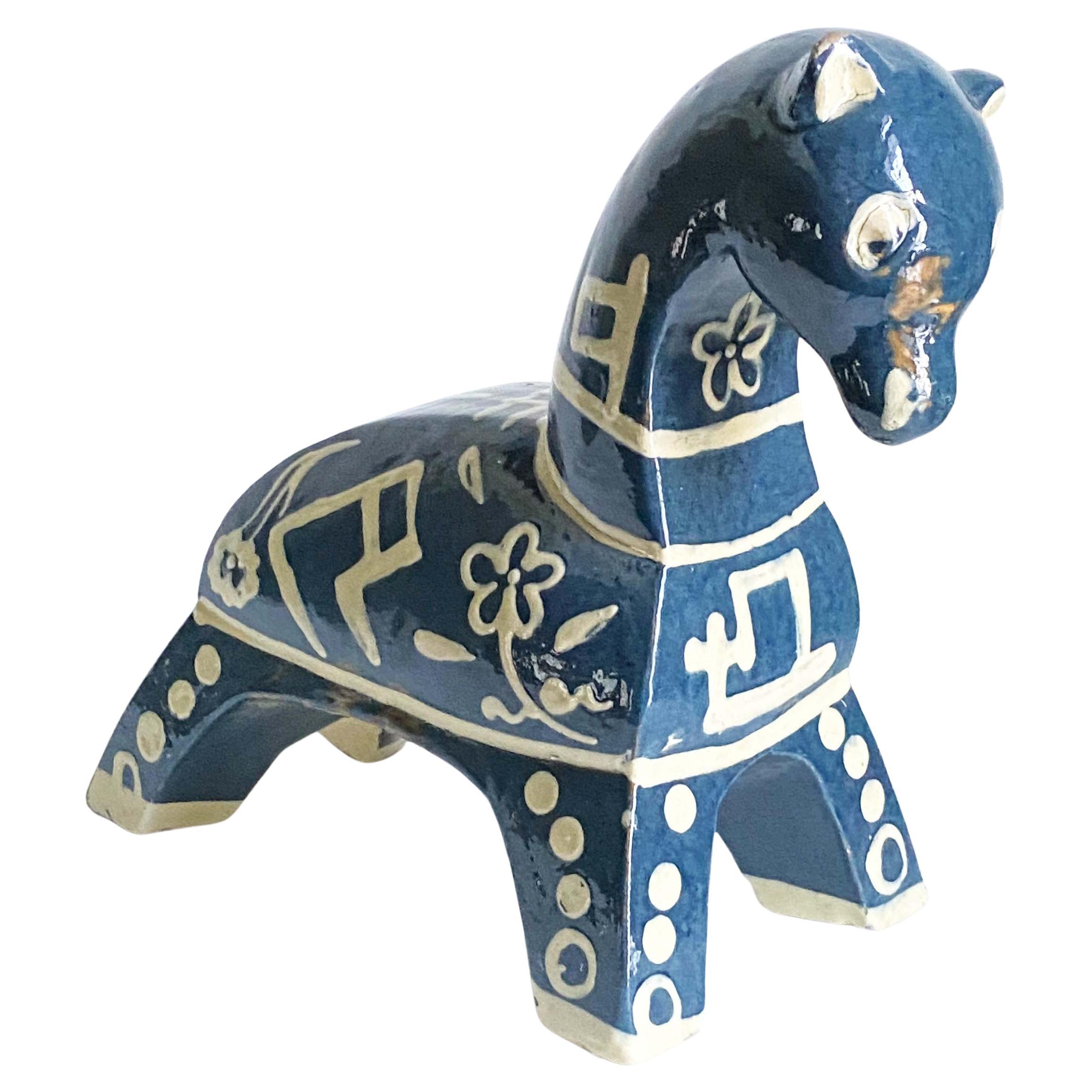 Primavera French Decorated Ceramic Horse Attributed to Colette Gueden Art Deco