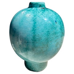 Primavera Glazed Ceramic Green, Art Deco Vase, France