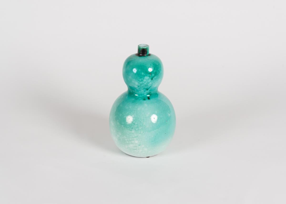 Art Deco Primavera, Green Gourd-Shaped Vase, France, circa Early 20th Century