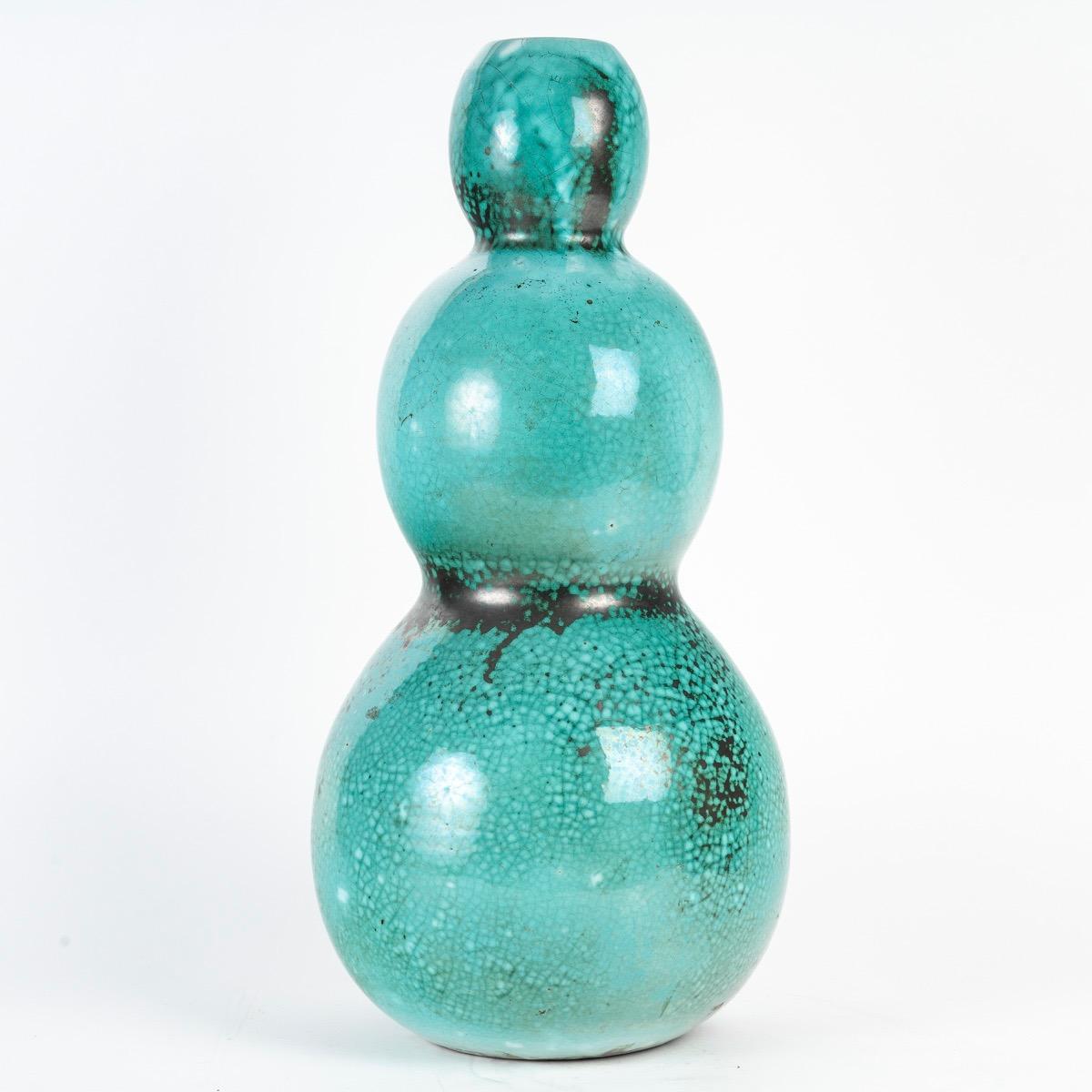 Francese Primavera, Importante vaso verde a forma di tripla zucca, Francia, circa 1926-1929 in vendita