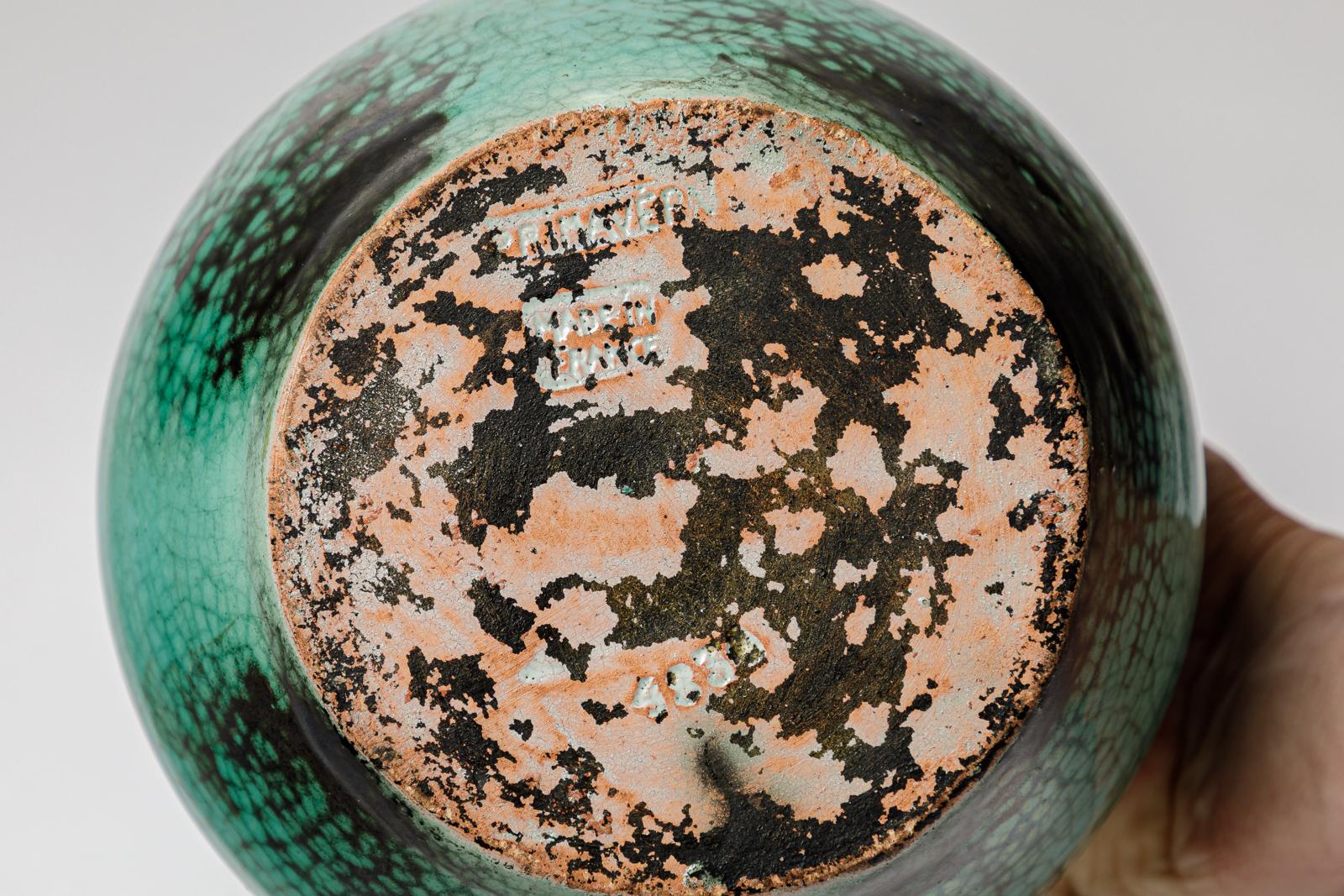 20ième siècle Primavera grand vase art déco en céramique blanc et vert signé circa 1930 27 cm en vente