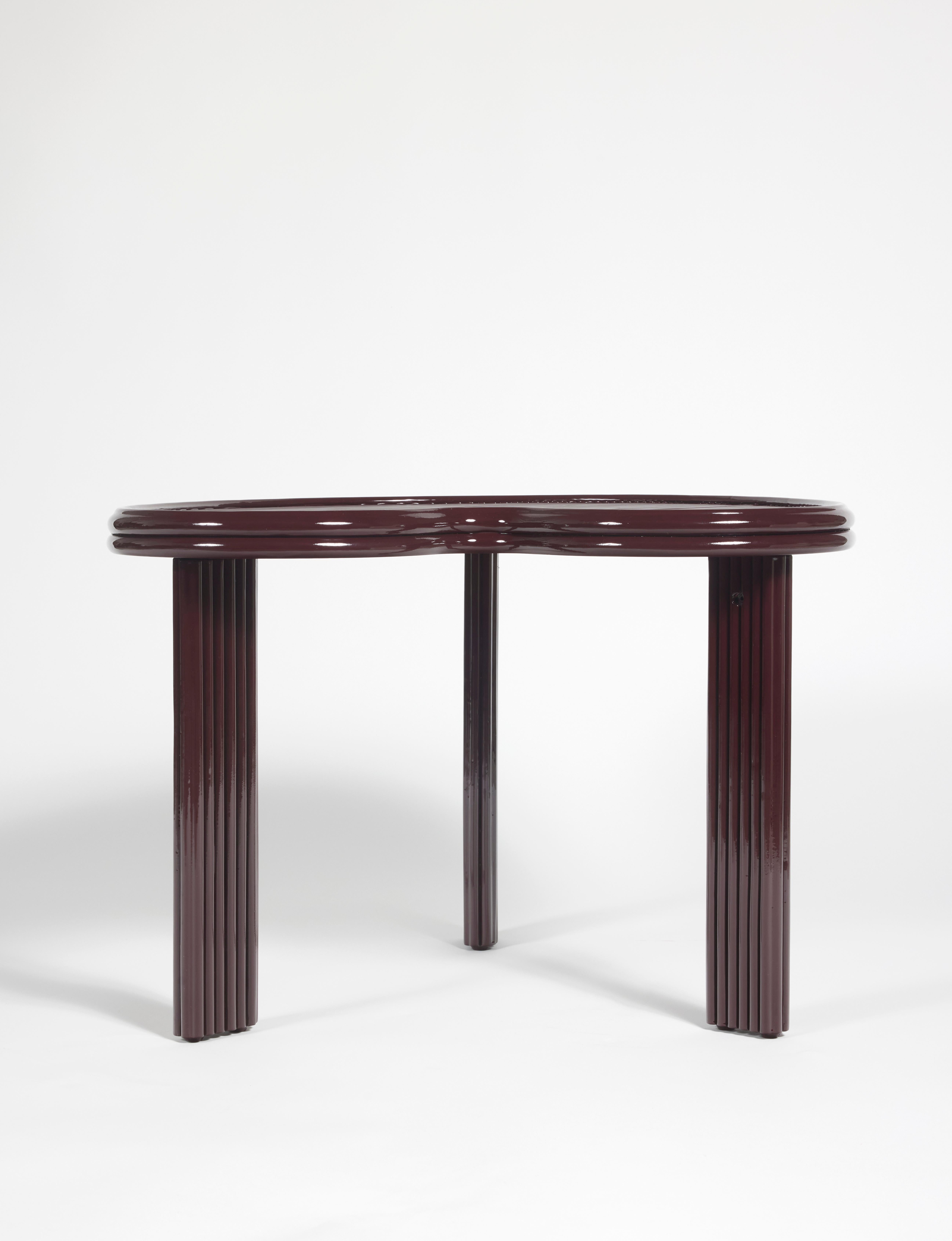 Modern Primavera N°2 Purple Lacquered Rattan Side Table Designed By Chloé Nègre For Sale