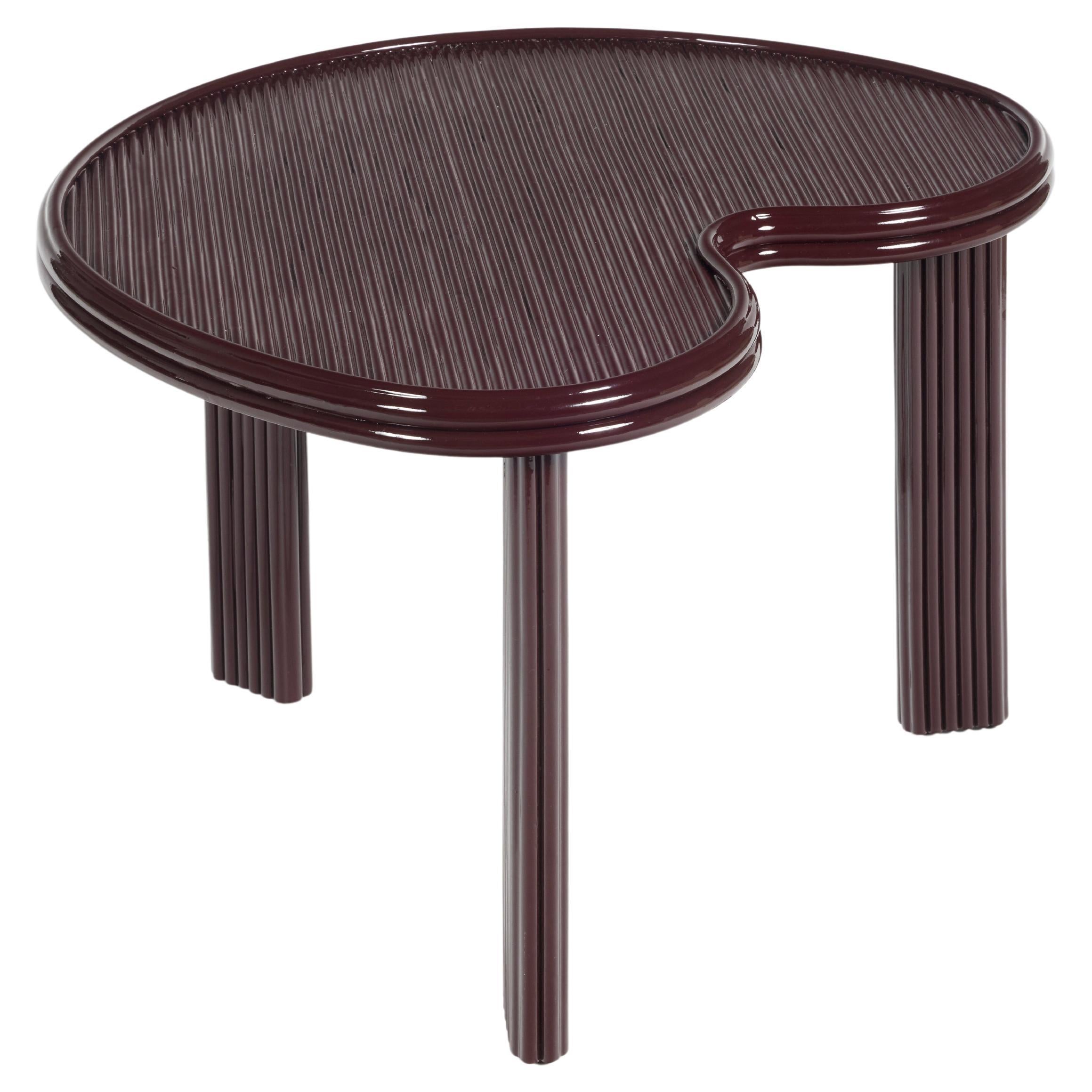 Primavera N°2 Purple Lacquered Rattan Side Table Designed By Chloé Nègre For Sale