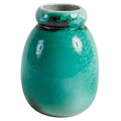 Primavera & C.A.B., Green Semi-Ovoid Art Deco Vase, France, Early 20th Century