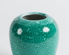 Primavera & C.A.B., Art Deco Speckled Green Ovoid Vase, France, circa 1925