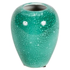 Primavera Primavera, grün gesprenkelte, eiförmige Art-déco-Vase, Frankreich, Anfang des 20. Jahrhunderts