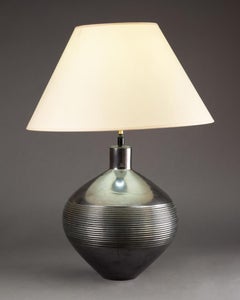 "Primavera" : Lampe de bureau couleur acier signée C.1930/40